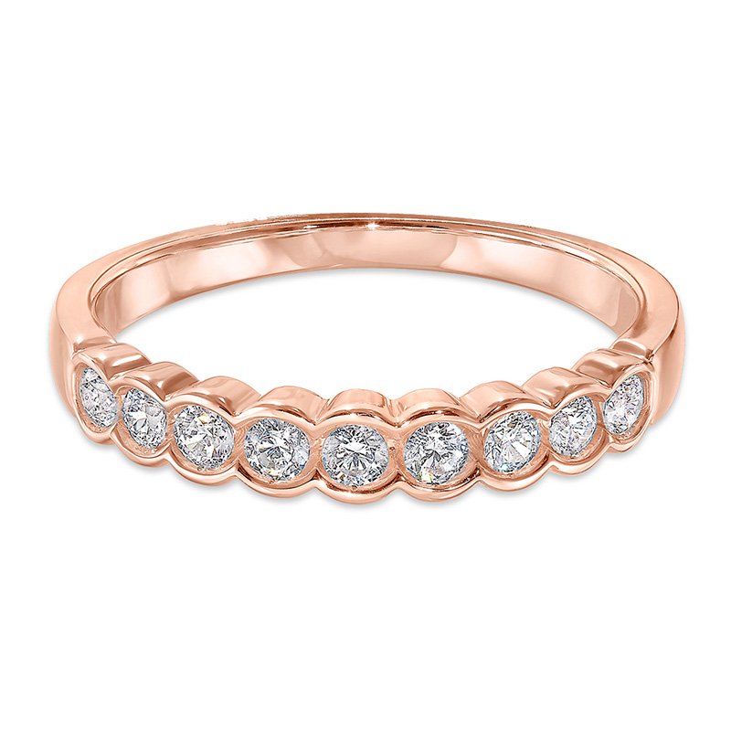 Rose gold and round diamond stackable band