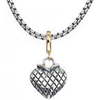 Alisa VHP 463 Small Sterling Traversa Heart Pendant with Yellow Gold Enhancer Bail