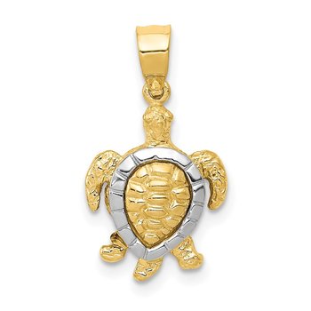 14K Two-tone Gold Turtle Charm