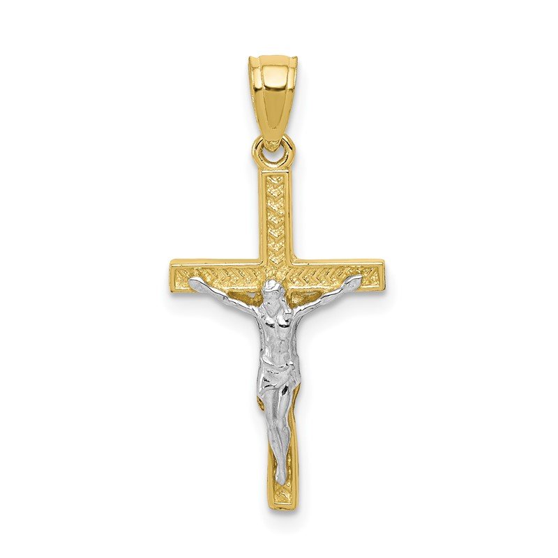 10K & Rhodium Crucifix Pendant 