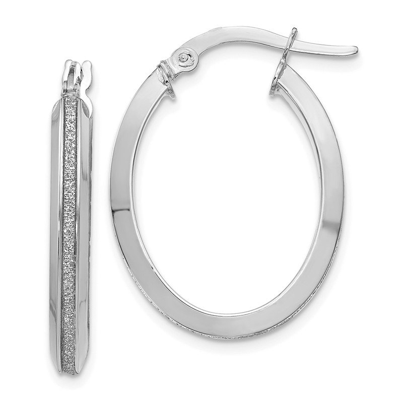 FB Jewels Solid Leslies 14K White Gold Polished And Textured Hoop Earrings 