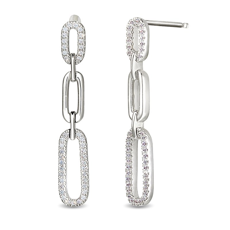 White gold paper clip dangle earrings