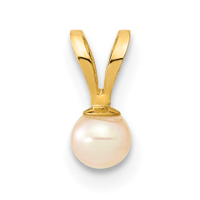 Jewel Tie 14k Gold 3-4mm Round Pink FW Cultured Pearl Pendant