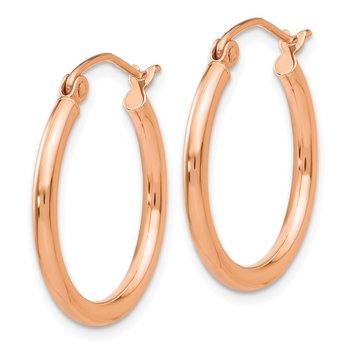 10K Rose Gold Polished 2mm Tube Hoop Earrings