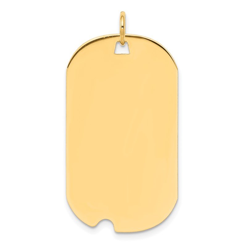 14k Yellow Gold Plain .009 Gauge Engraveable Dog Tag w/Notch Disc Charm 
