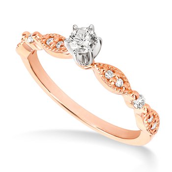 Rose gold, vintage-inspired diamond bridal set