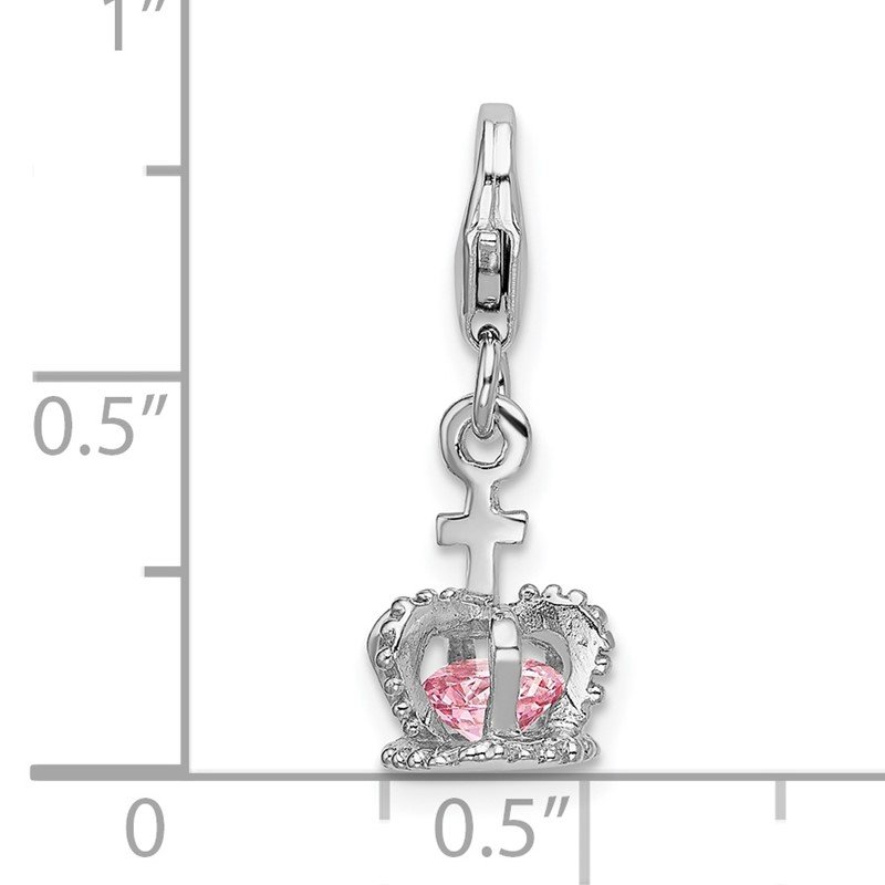 Amore La Vita Sterling Silver CZ Letter V with Lobster Clasp Charm 