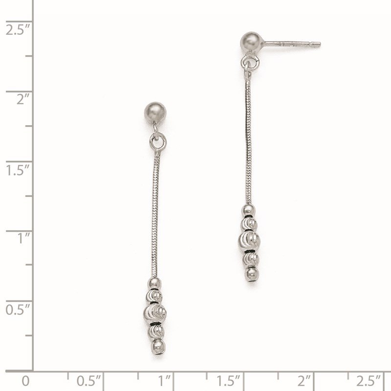 Leslie's Sterling Silver Extra Long Diamond Cut Dangle Earrings Length 11mm 