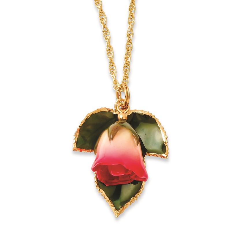 24k Gold/Iridescent Copper Dipped Double Evergreen Leaf Necklace
