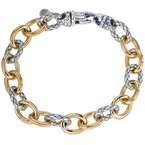 Alisa VHB 1404 L Shiny Yellow Gold & Sterling Traversa Link Bracelet, Large