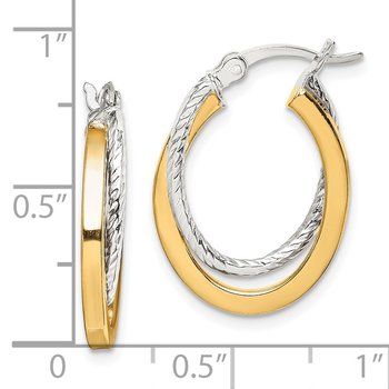 Sterling Silver and Gold Tone Double Hoop Earrings