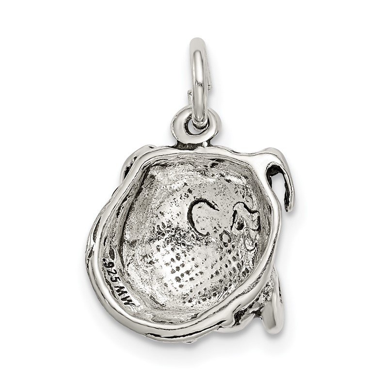 Sterling Silver Antiqued Bull Dog Charm 