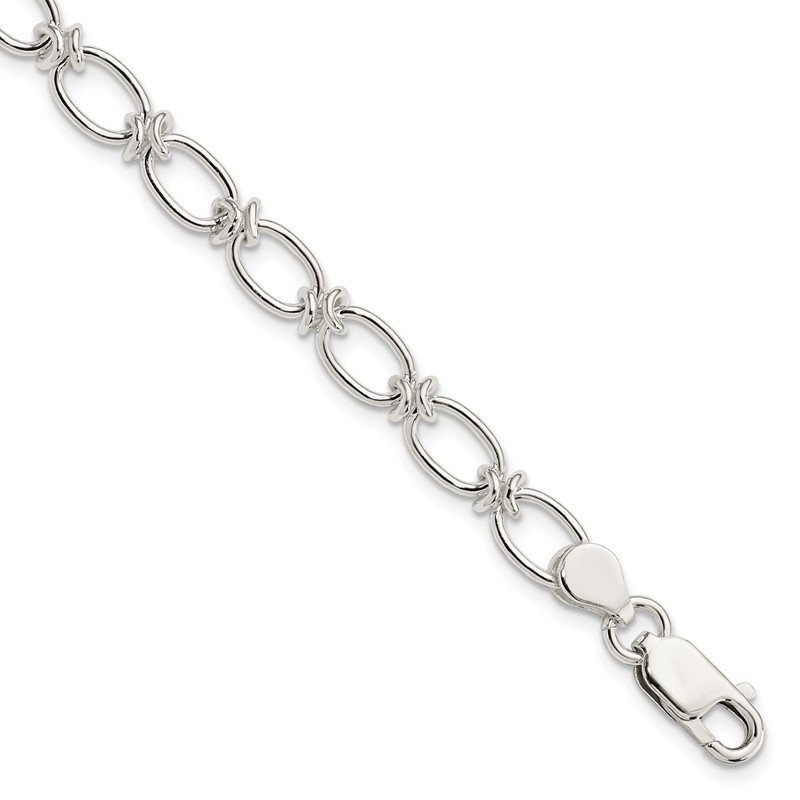 Sterling Silver Polished Oval Link Bracelet 