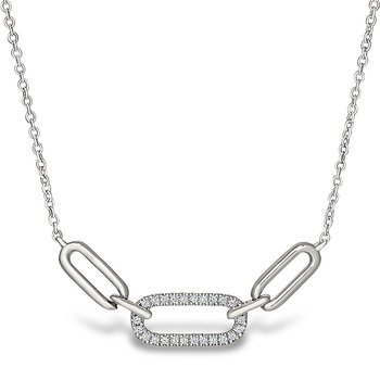 White gold, 3-link paper clip necklace