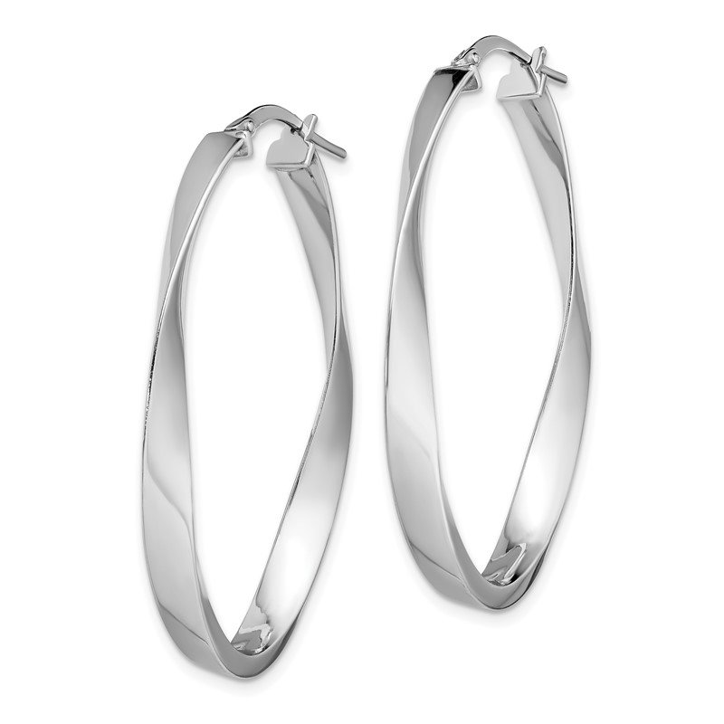 Sterling Silver Rhodium-plated Polished Twisted Hoops 