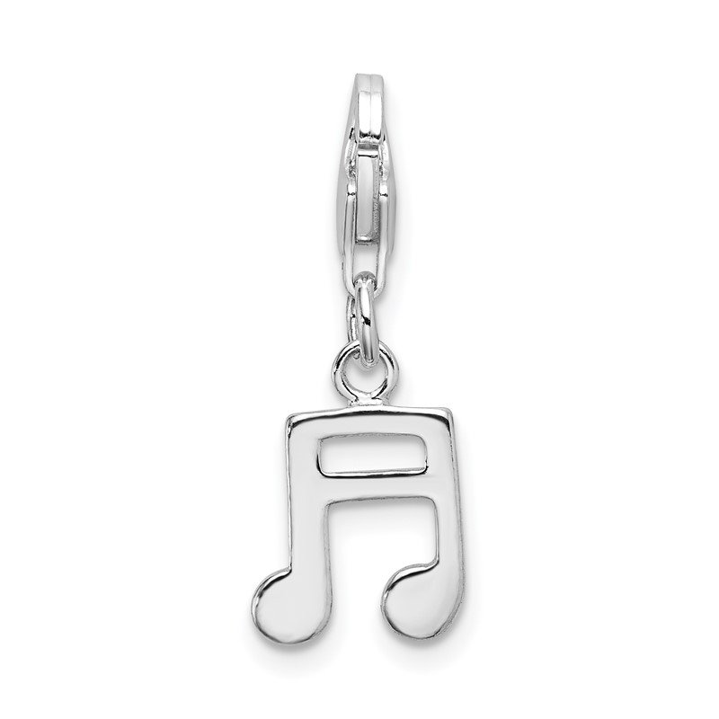 925 Sterling Silver Rhodium-plated Open Champaign Glass with Lobster Clasp Charm 