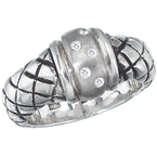 Alisa VHR 865 D Sterling Traversa Dome Ring With Shiny Center, Scattered Diamonds VHR 865 D