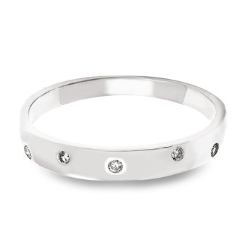 White gold stackable band with polka-dot bezel diamonds