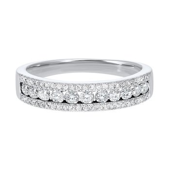 Triple Row Diamond Stackable Band in 14k White Gold (1/2ctw)