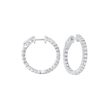 In-Out Prong Set Diamond Hoop Earrings in 14K White Gold  (1 1/2 ct. tw.) SI3 - G/H