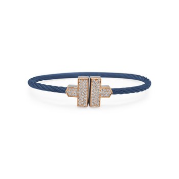 ALOR Blueberry Cable Block Front Bracelet with 18kt Rose Gold