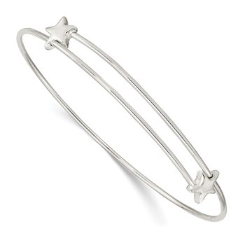 Sterling Silver Polished Star Expandable Bangle