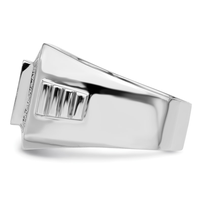 Sterling Silver Rhodium Plated Polished & Synthetic CZ Embers Mens Ring