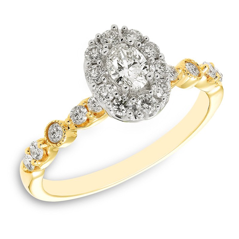 Emily yellow gold and oval-center diamond engagement ring