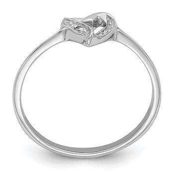 Sterling Silver Rhodium Polished Diamond Accent Heart Ring