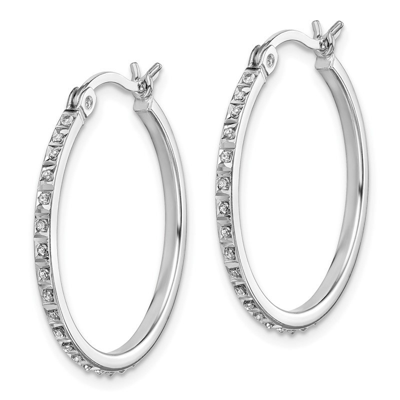 Sterling Silver Diamond Mystique Round Hoop Earrings 