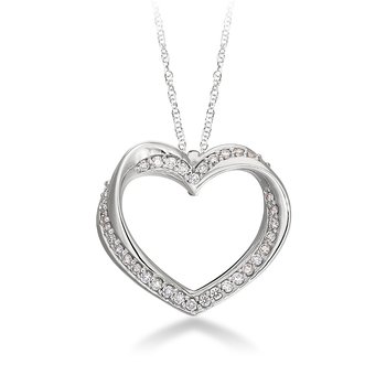 White gold and diamond twist heart pendant