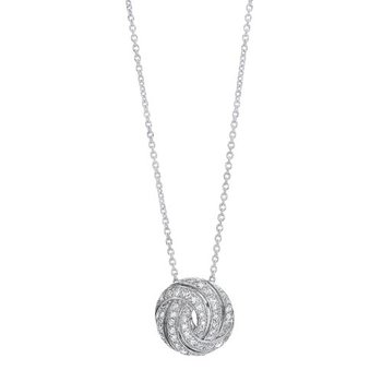 Diamond Love Knot Swirl Pendant Necklace in Sterling Silver