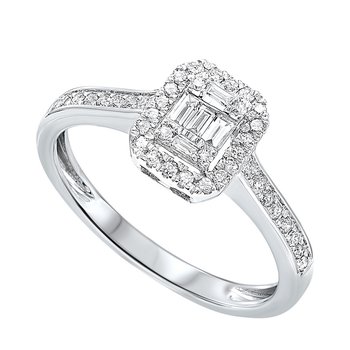 Diamond Rectangular Halo Ring in 14k White Gold (1/7ctw)