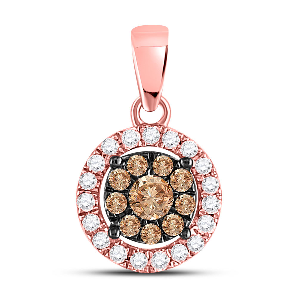Details about   NEW .20ctw Round Brilliant Diamond Pendant Sterling Silver & 14k Rose Gold