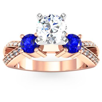 Sapphire Accented Pave Diamond Engagement Ring