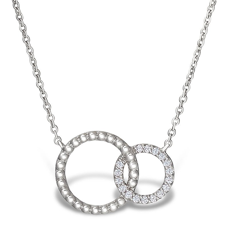 white gold, linked circles necklace