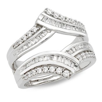 White gold, baguette and round diamond fancy insert