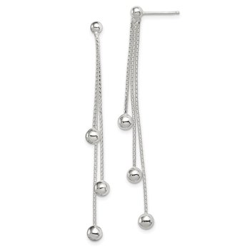 Sterling Silver Polished Bead Post Dangle Earrings