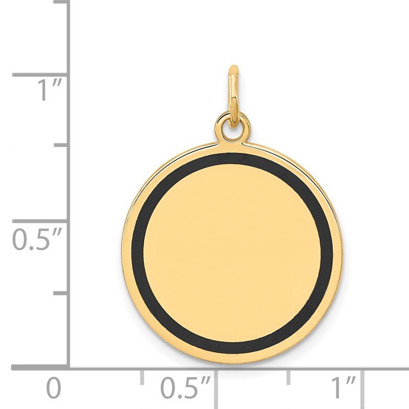 14k Yellow Gold w/Enamel .027 Gauge Circular Engravable Disc Charm 