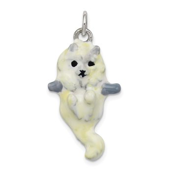 Sterling Silver Enameled Cat Hanging Charm