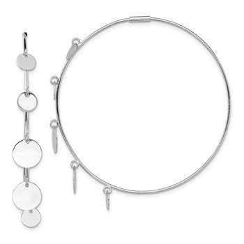 Sterling Silver Rhodium-plated Polished with Discs Hoop Earrings