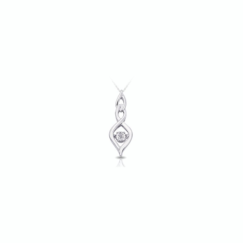 Sterling silver twist pendant with twinkling round illusion diamond