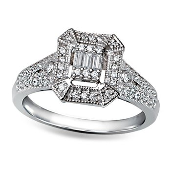 Affinity, white gold, Art Deco-inspired diamond bridal set