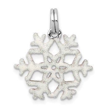 Sterling Silver Rhodium-platedEnameled Snowflake Charm