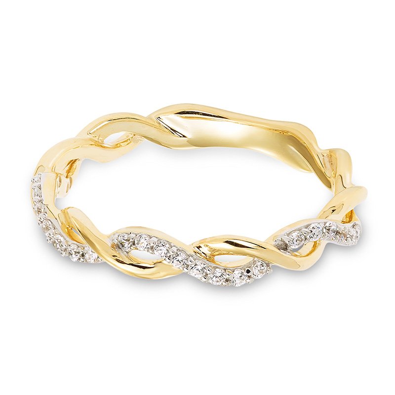 Yellow gold and diamond twist stackable band