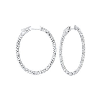 Delicate In-Out Diamond Hoop Earrings in 14K White Gold  (2 ct. tw.) SI3 - G/H