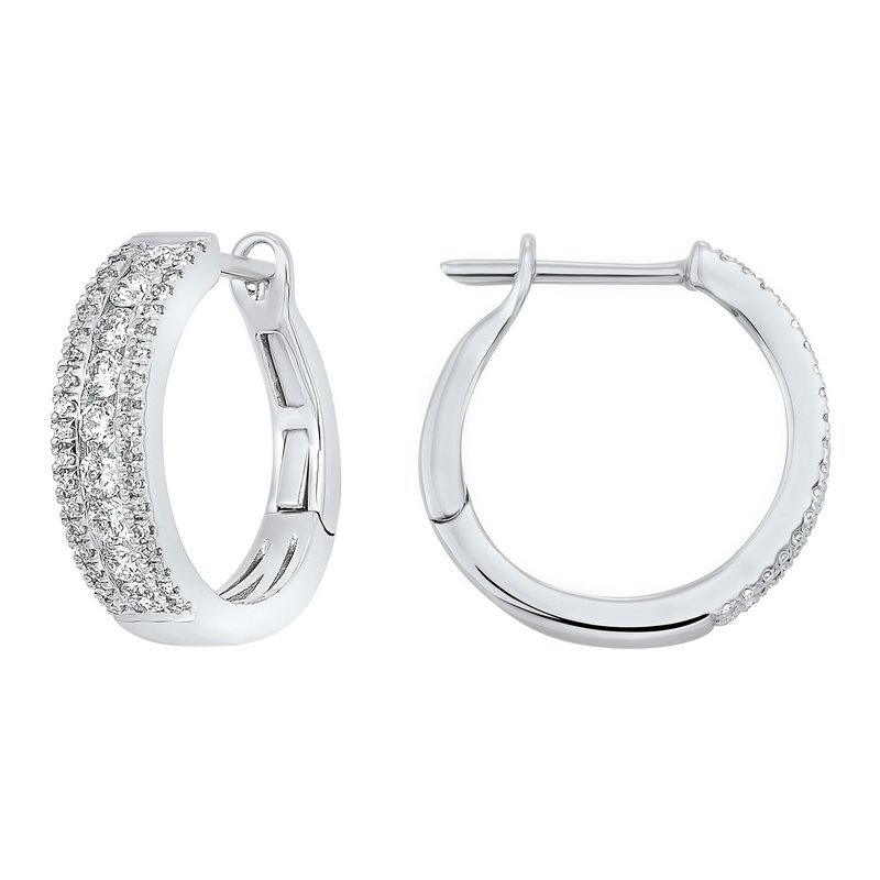 3 Row Channel Set Diamond Earrings in 14K White Gold (3/4 ct. tw.)
