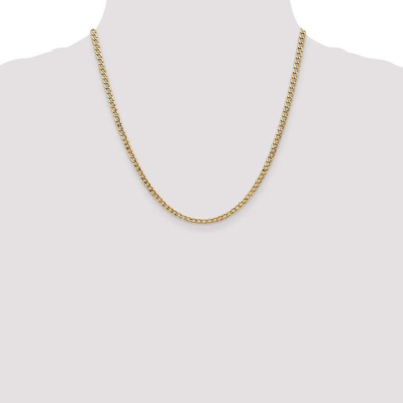 Hollow 10K Yellow Gold 3.35mm Semi-Curb Link Chain 