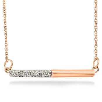 Rose gold and diamond horizontal bar pendant necklace