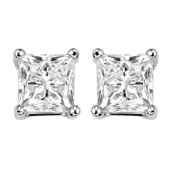 Princess Cut Diamond Studs in 14K White Gold (2 ct. tw.) SI2 - G/H